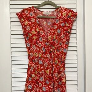 Loft wrap dress, size 12, red floral